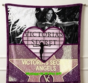 Victoria's Secret Watercolor Pink Stripe Flannel Fleece Throw Blanket V032
